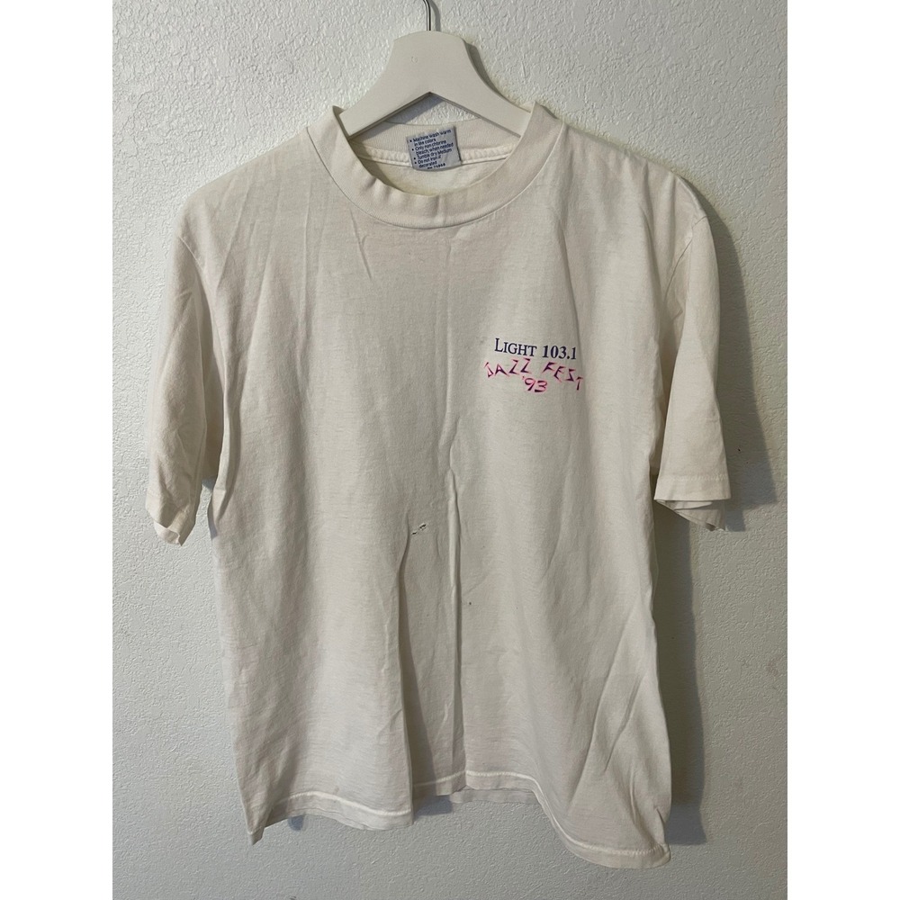 VTG 1993 Jazz Fest T Shirt Light‎ 103.1 Fort Walton Beach Florida Graphic Tee